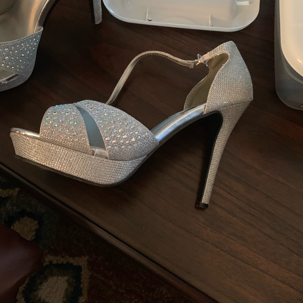 Silver heels worn for pageant